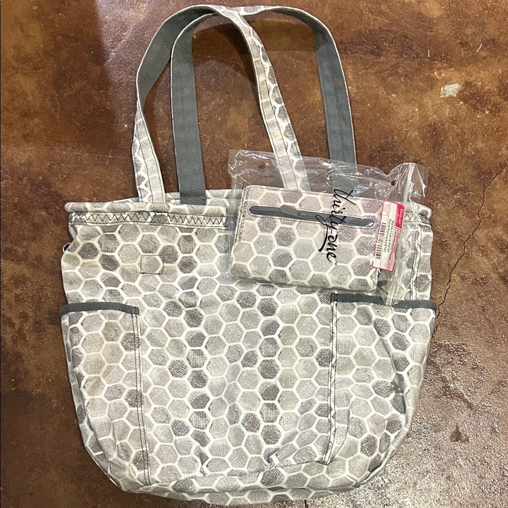 Thirty-One Gray Honeycomb Tote Bag